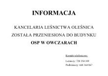 Zmiana siedziby kancelarii leśnictwa Oleśnica